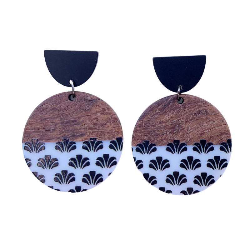 Elegant Lotus Wood Earrings