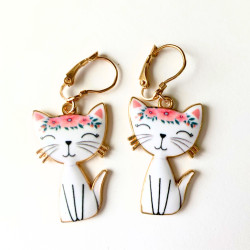 Flower Cat Earrings