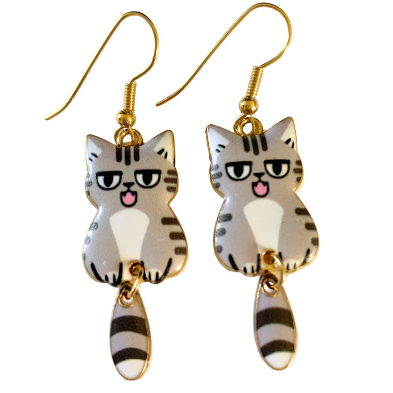 Wiggly Tail Cat Earrings